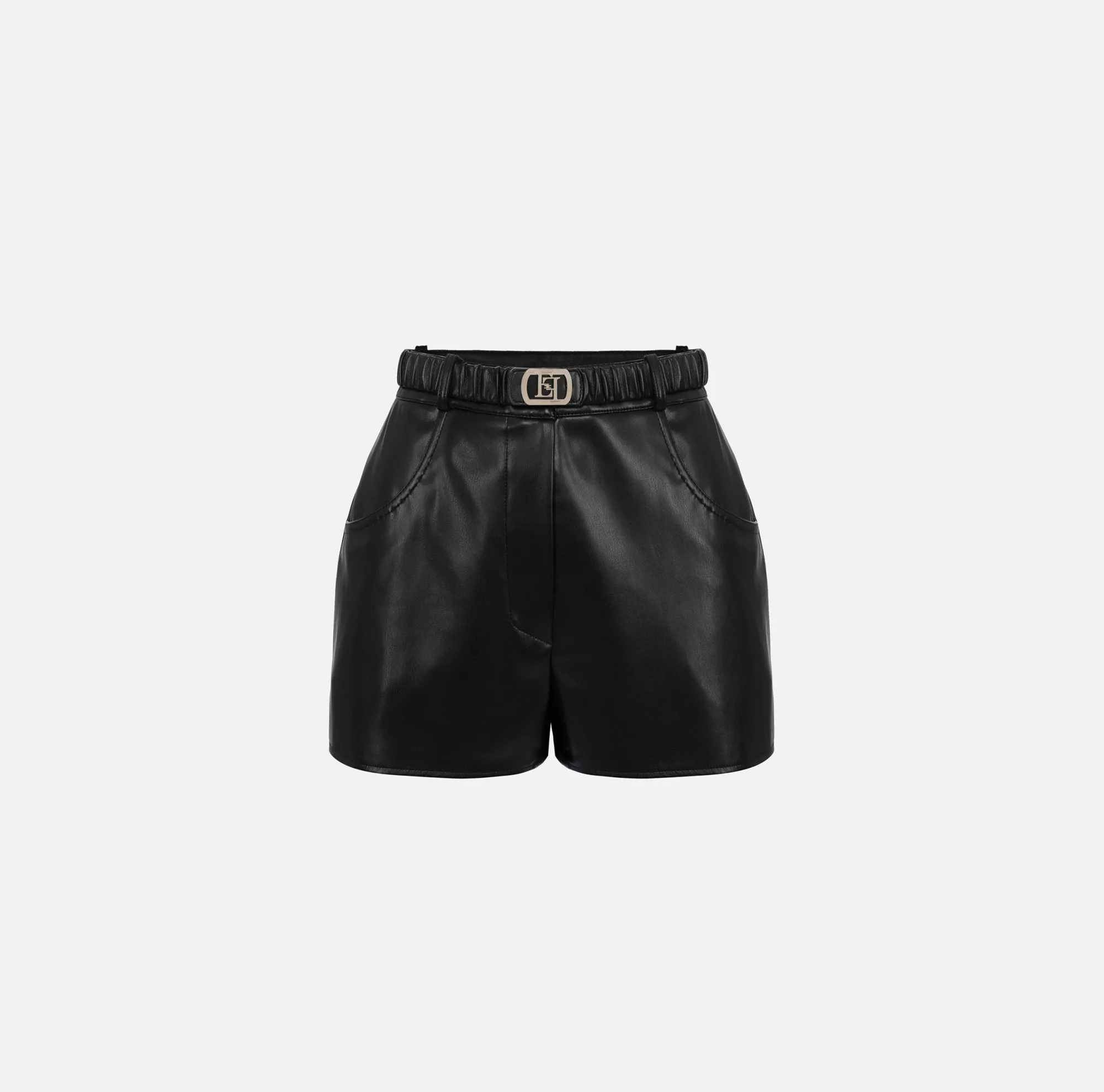 Elisabetta Franchi Short In Materiale Sintetico Con Cintura^ Pantaloni E Shorts