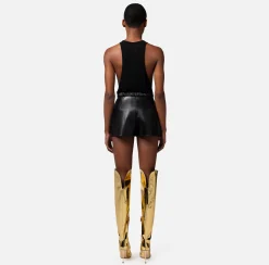Elisabetta Franchi Short In Materiale Sintetico Con Cintura^ Pantaloni E Shorts