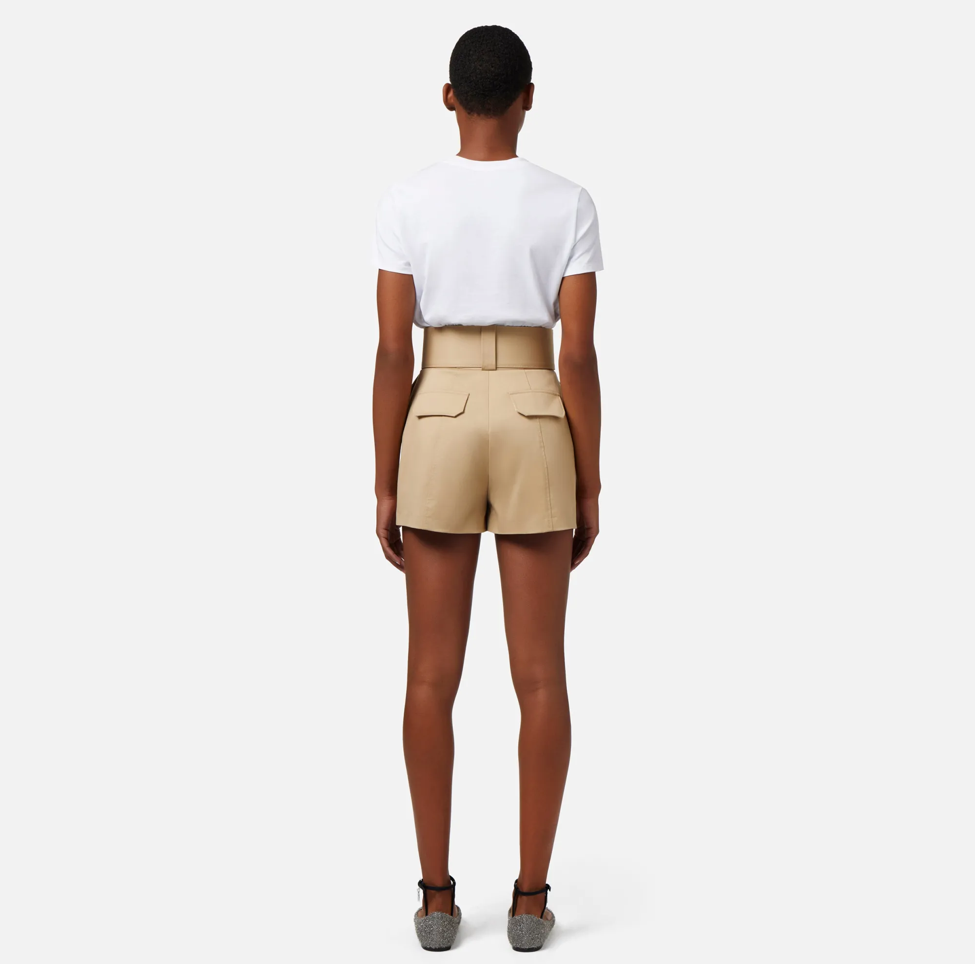 Elisabetta Franchi Shorts In Cotone Stretch Con Cintura^ Pantaloni E Shorts