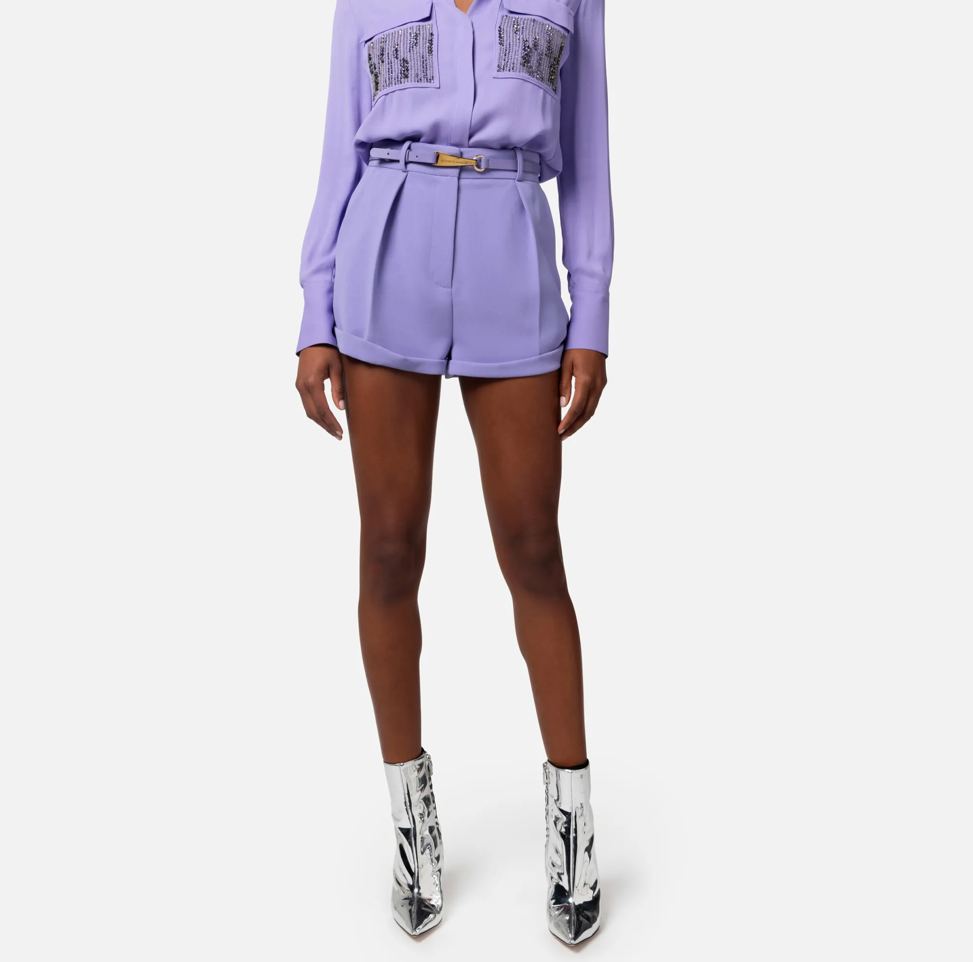 Elisabetta Franchi Shorts In Crepe Con Moschettone^ Pantaloni E Shorts