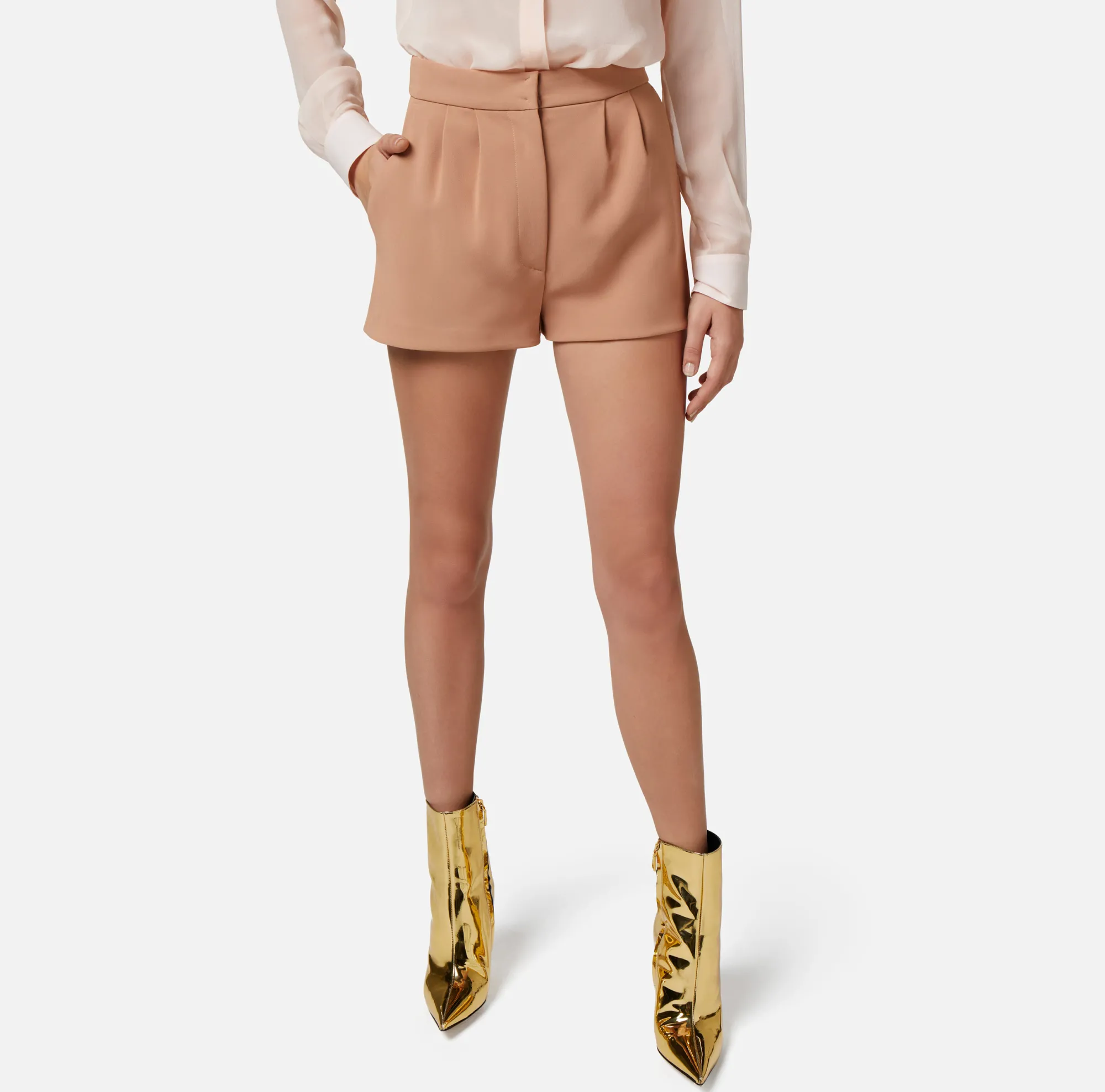 Elisabetta Franchi Shorts In Crepe Con Pinces^ Pantaloni E Shorts
