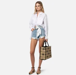 Elisabetta Franchi Shorts In Denim Con Cintura Foulard^ Pantaloni E Shorts
