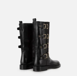 Elisabetta Franchi Stivale Biker In Pelle Con Fibbie^ Stivali