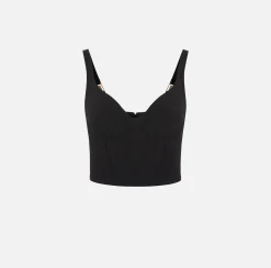 Elisabetta Franchi Top Bustier In Crepe Stretch Con Ricamo^ Top, T-Shirt & Body