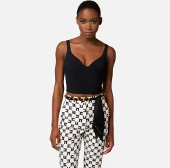 Elisabetta Franchi Top Bustier In Crepe Stretch Con Ricamo^ Top, T-Shirt & Body