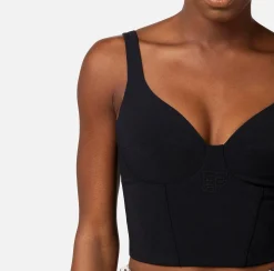 Elisabetta Franchi Top Bustier In Crepe Stretch Con Ricamo^ Top, T-Shirt & Body