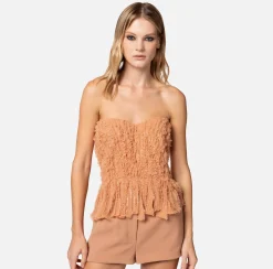 Elisabetta Franchi Top Bustier In Organza Sfrangiata^ Top, T-Shirt & Body