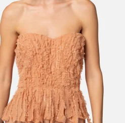 Elisabetta Franchi Top Bustier In Organza Sfrangiata^ Top, T-Shirt & Body