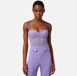 Elisabetta Franchi Top Bustier In Tulle Logo^ Top, T-Shirt & Body