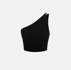 Elisabetta Franchi Top Cropped Asimmetrico In Maglia A Costine^ Top, T-Shirt & Body