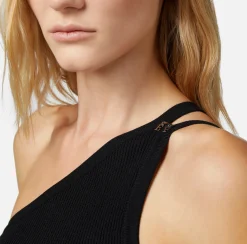 Elisabetta Franchi Top Cropped Asimmetrico In Maglia A Costine^ Top, T-Shirt & Body