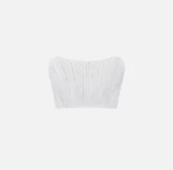 Elisabetta Franchi Top Cropped In Organza Sfrangiata^ Top, T-Shirt & Body