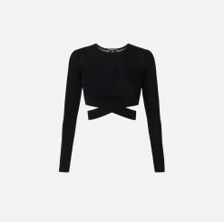 Elisabetta Franchi Top Cropped In Rayon Con Cut-Out^ Maglieria E Felpe