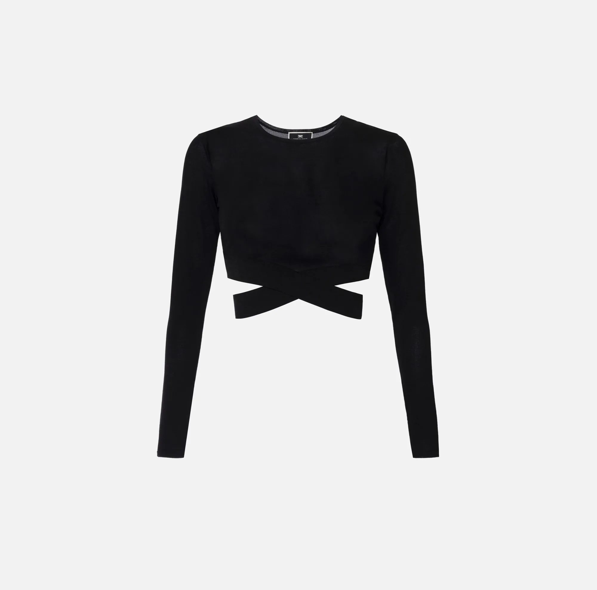 Elisabetta Franchi Top Cropped In Rayon Con Cut-Out^ Maglieria E Felpe