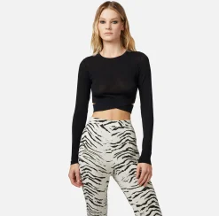 Elisabetta Franchi Top Cropped In Rayon Con Cut-Out^ Maglieria E Felpe