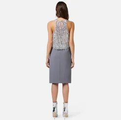 Elisabetta Franchi Top Cropped In Tulle Con Frange Di Perline E Paillettes^ Top, T-Shirt & Body