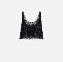 Elisabetta Franchi Top Cropped In Tulle Ricamato^ Top, T-Shirt & Body