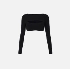 Elisabetta Franchi Top Cropped In Viscosa Con Cut Out^ Top, T-Shirt & Body