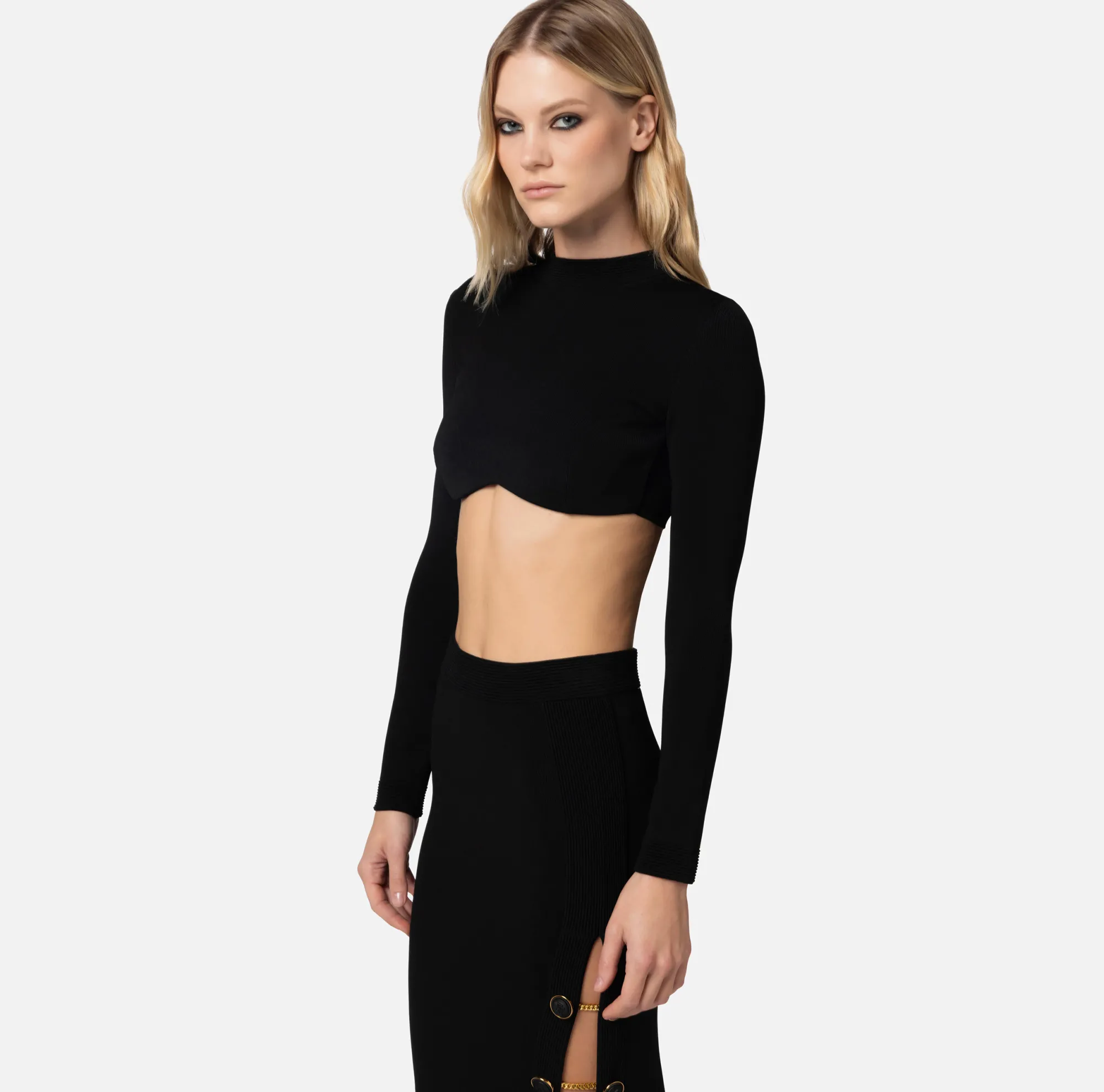 Elisabetta Franchi Top Cropped In Viscosa Lucida^ Top, T-Shirt & Body
