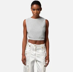 Elisabetta Franchi Top Cropped In Viscosa Metallizzata^ Top, T-Shirt & Body