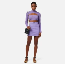 Elisabetta Franchi Top Cropped In Viscosa Punto Traforato^ Top, T-Shirt & Body