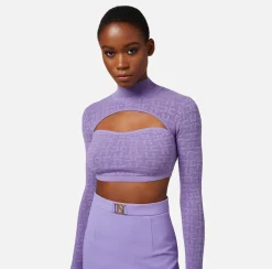 Elisabetta Franchi Top Cropped In Viscosa Punto Traforato^ Top, T-Shirt & Body