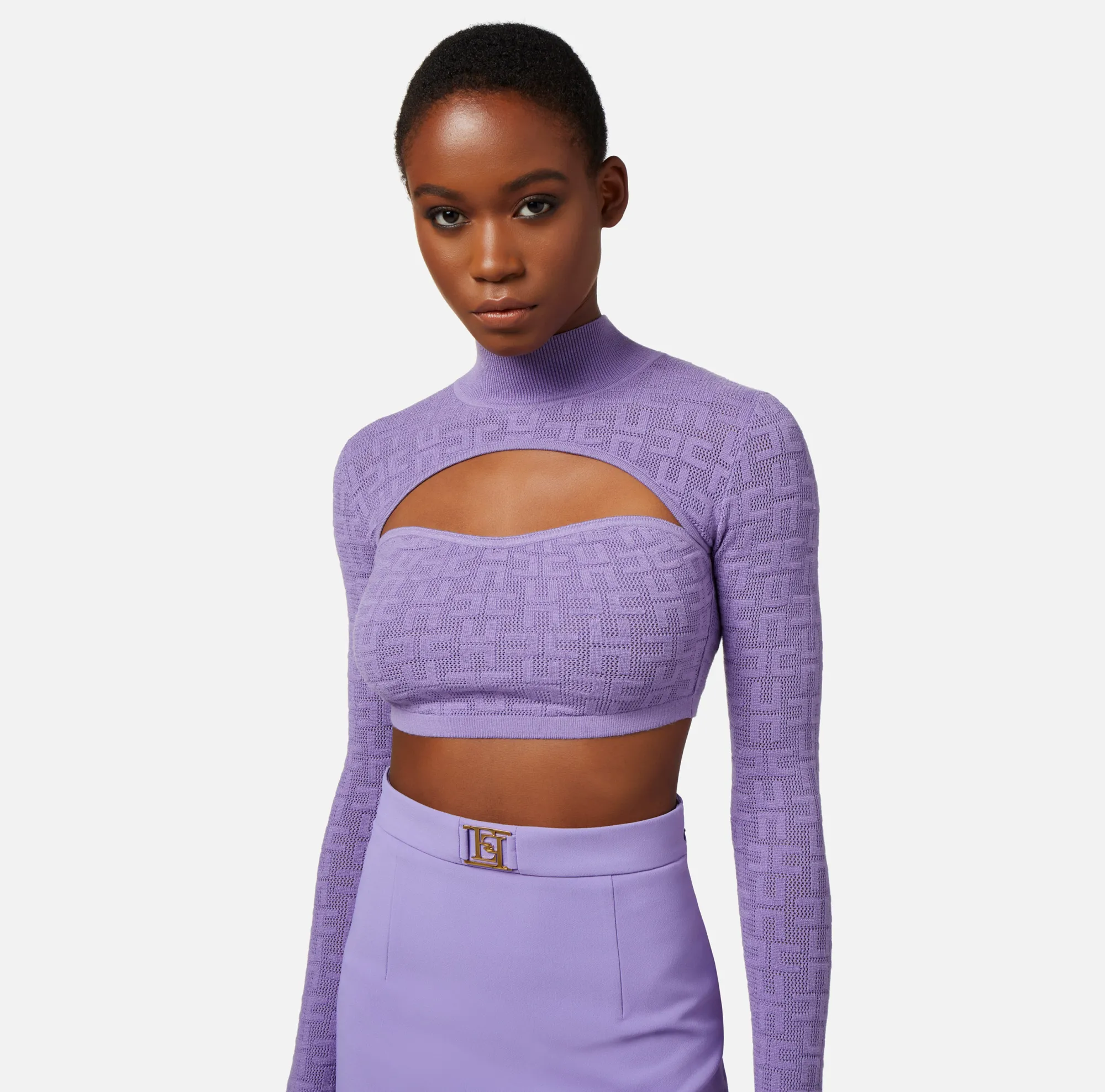 Elisabetta Franchi Top Cropped In Viscosa Punto Traforato^ Top, T-Shirt & Body