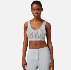 Elisabetta Franchi Top In Cotone Punto Rete Con Strass^ Top, T-Shirt & Body