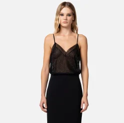 Elisabetta Franchi Top In Georgette Ricamata^ Top, T-Shirt & Body