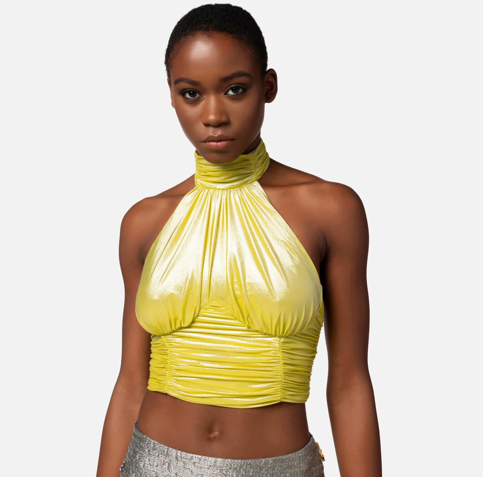 Elisabetta Franchi Top In Jersey Metallico Drappeggiato^ Top, T-Shirt & Body