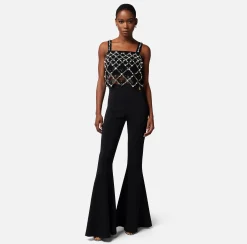 Elisabetta Franchi Top In Tulle Con Ricamo Geometrico^ Top, T-Shirt & Body