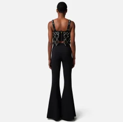 Elisabetta Franchi Top In Tulle Con Ricamo Geometrico^ Top, T-Shirt & Body