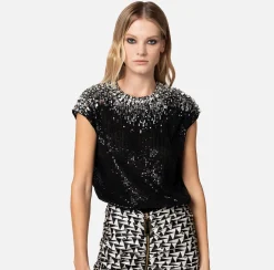 Elisabetta Franchi Top In Tulle Ricamato^ Top, T-Shirt & Body