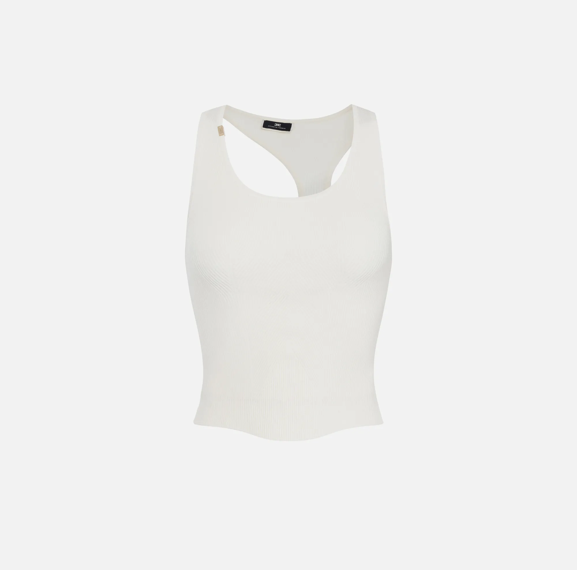 Elisabetta Franchi Top In Viscosa A Costine Con Scollo Asimmetrico^ Top, T-Shirt & Body