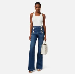 Elisabetta Franchi Top In Viscosa A Costine Con Scollo Asimmetrico^ Top, T-Shirt & Body