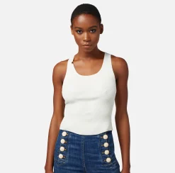 Elisabetta Franchi Top In Viscosa A Costine Con Scollo Asimmetrico^ Top, T-Shirt & Body