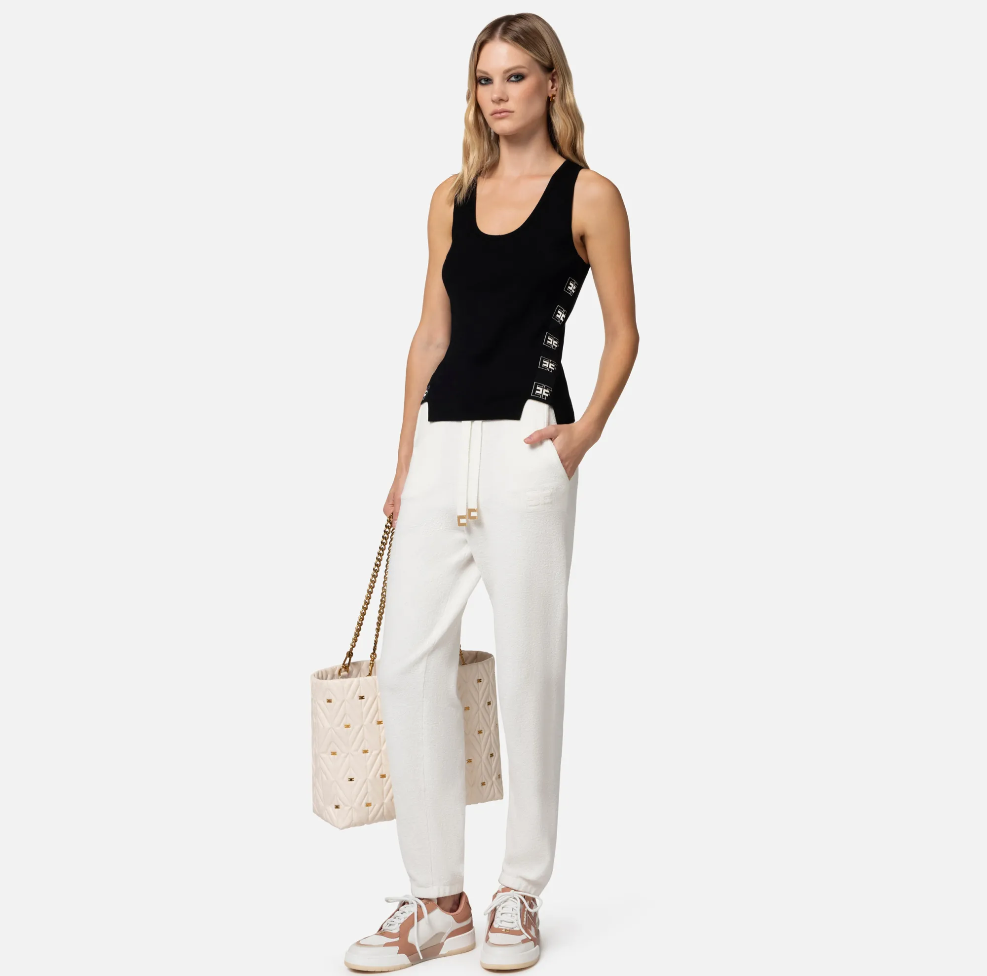 Elisabetta Franchi Top In Viscosa Con Bande Logate^ Top, T-Shirt & Body