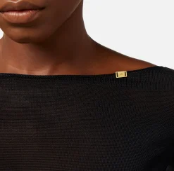 Elisabetta Franchi Top In Viscosa Lucida^ Maglieria E Felpe