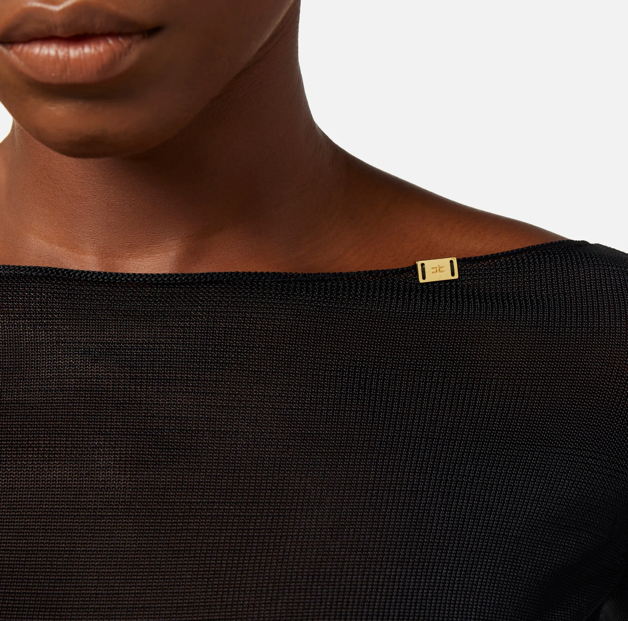 Elisabetta Franchi Top In Viscosa Lucida^ Maglieria E Felpe