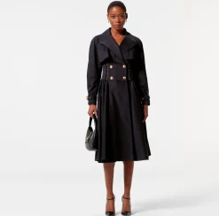 Elisabetta Franchi Trench In Cotone Linea A Redingote^ Giacche & Trench