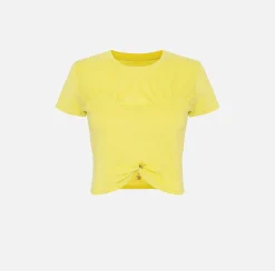 Elisabetta Franchi T-Shirt Cropped In Jersey Con Arriccio^ Top, T-Shirt & Body
