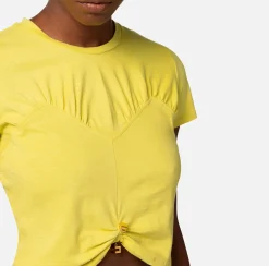 Elisabetta Franchi T-Shirt Cropped In Jersey Con Arriccio^ Top, T-Shirt & Body