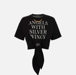 Elisabetta Franchi T-Shirt Cropped In Jersey Con Nodo E Stampa^ Top, T-Shirt & Body
