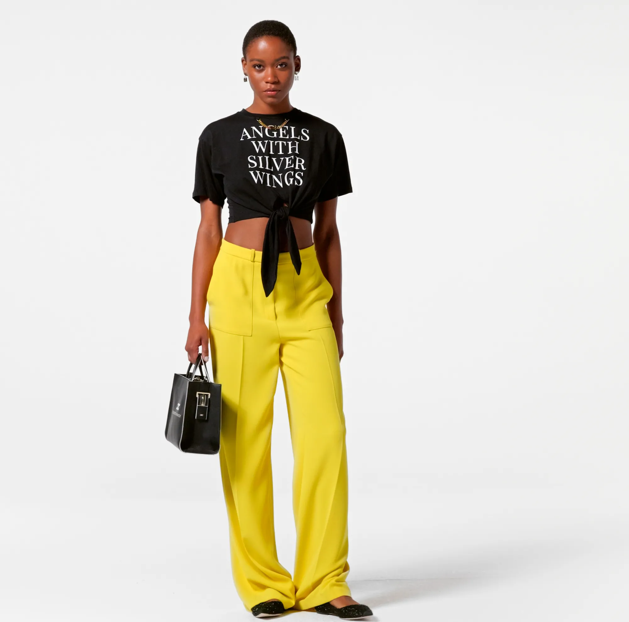 Elisabetta Franchi T-Shirt Cropped In Jersey Con Nodo E Stampa^ Top, T-Shirt & Body