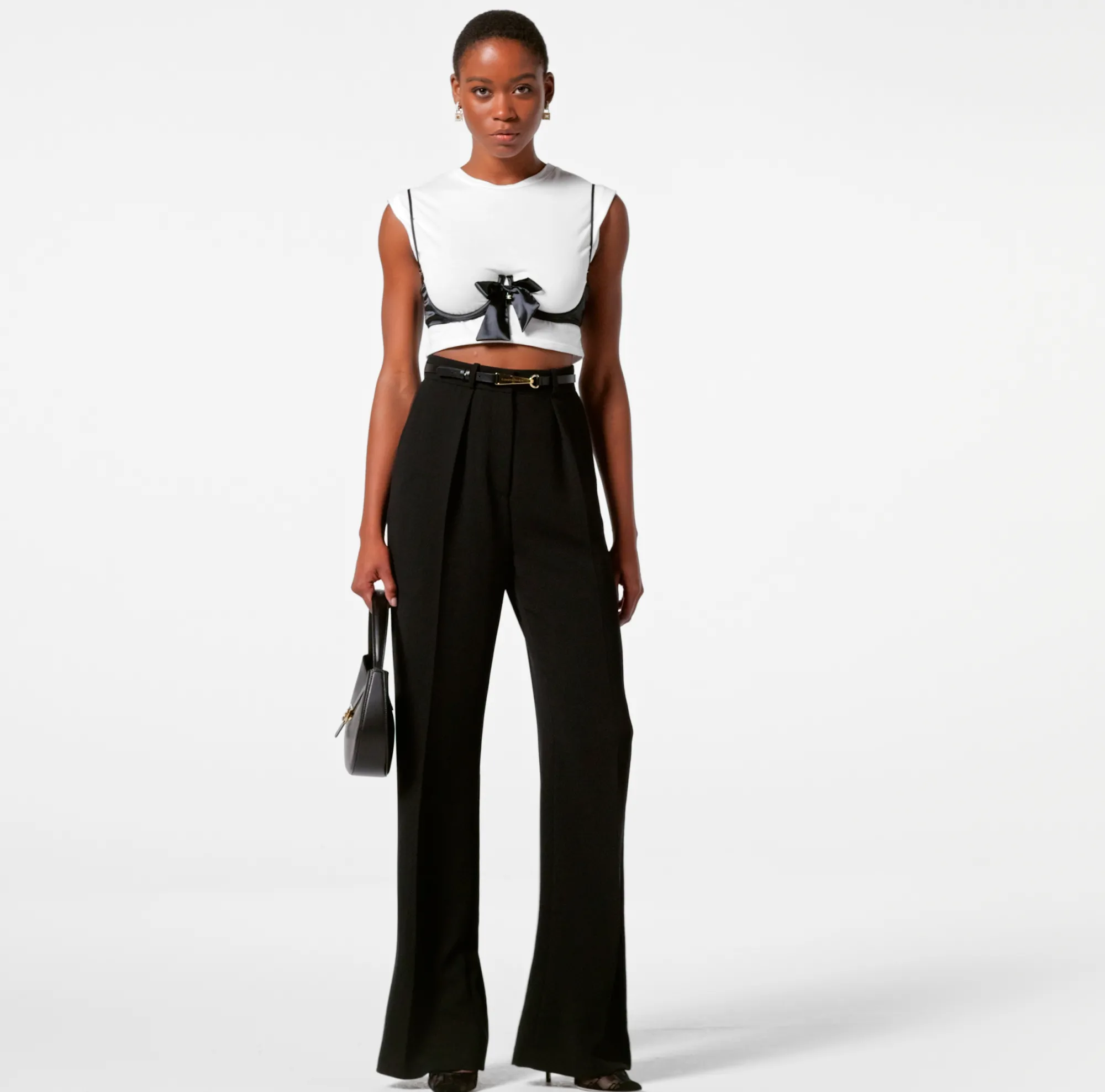 Elisabetta Franchi T-Shirt In Cotone Con Accessorio Reggiseno^ Top, T-Shirt & Body