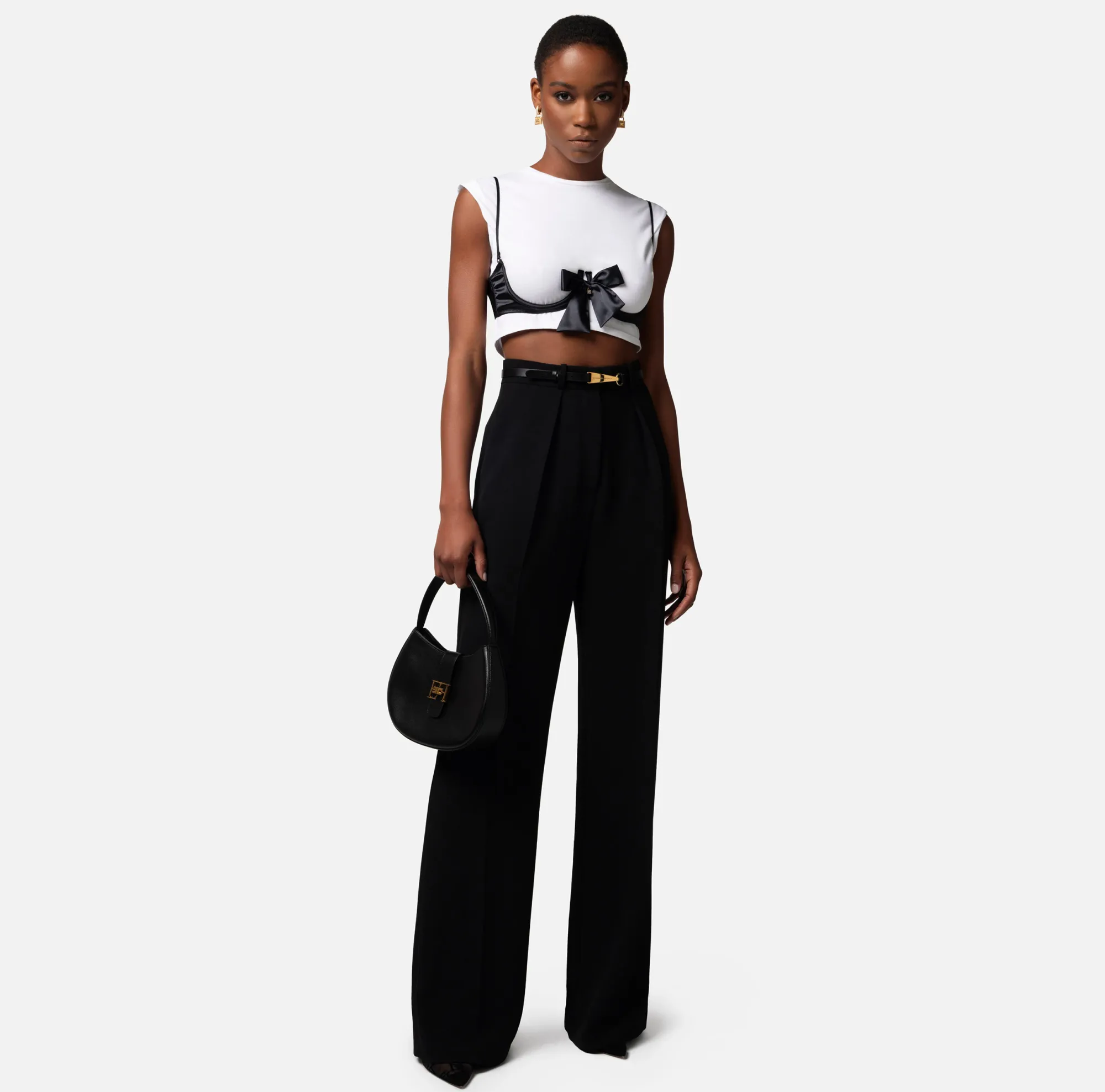 Elisabetta Franchi T-Shirt In Cotone Con Accessorio Reggiseno^ Top, T-Shirt & Body