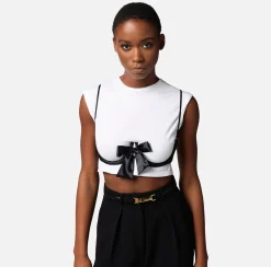 Elisabetta Franchi T-Shirt In Cotone Con Accessorio Reggiseno^ Top, T-Shirt & Body