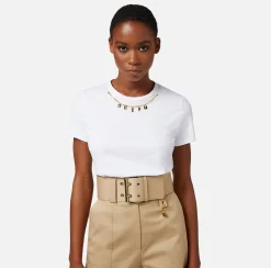 Elisabetta Franchi T-Shirt In Jersey Con Accessorio Charms^ Top, T-Shirt & Body