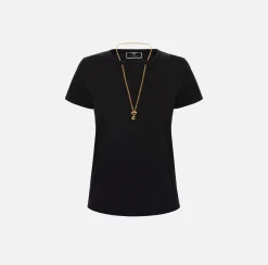 Elisabetta Franchi T-Shirt In Jersey Con Cut-Out E Collana^ Top, T-Shirt & Body