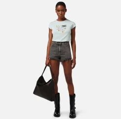Elisabetta Franchi T-Shirt In Jersey Con Logo E Frange^ Top, T-Shirt & Body